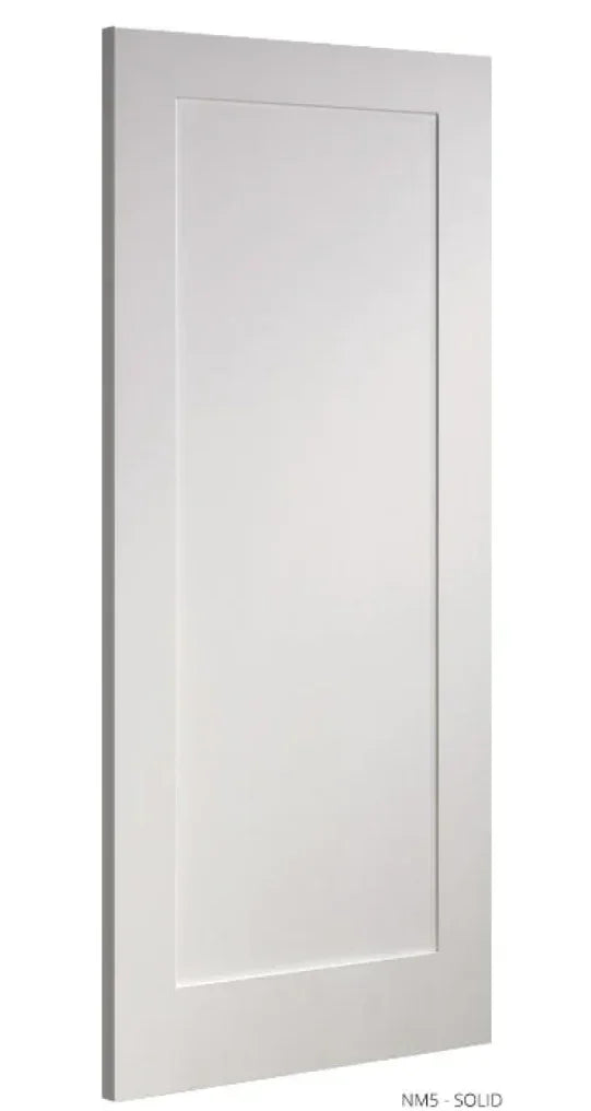 White shaker style cabinet door with solid panel and minimalist design