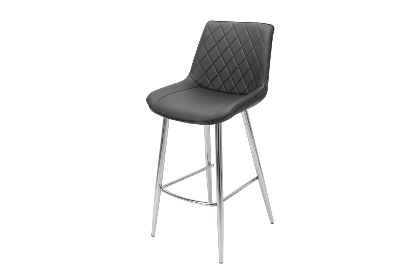 Silvia Bar Stool Black PU with Chrome Legs
