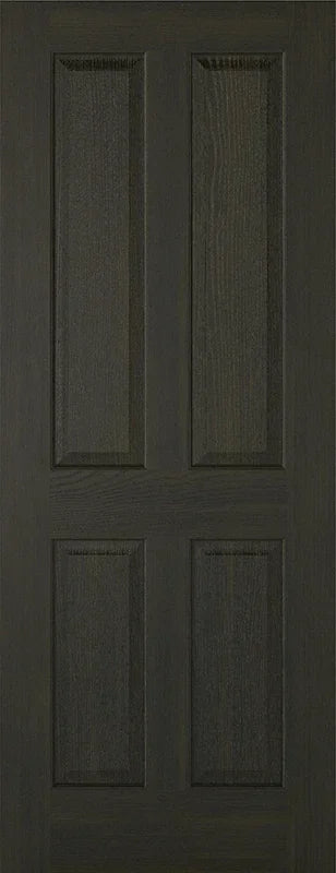 Smoked oak regency door with four rectangular panels and visible wood grain