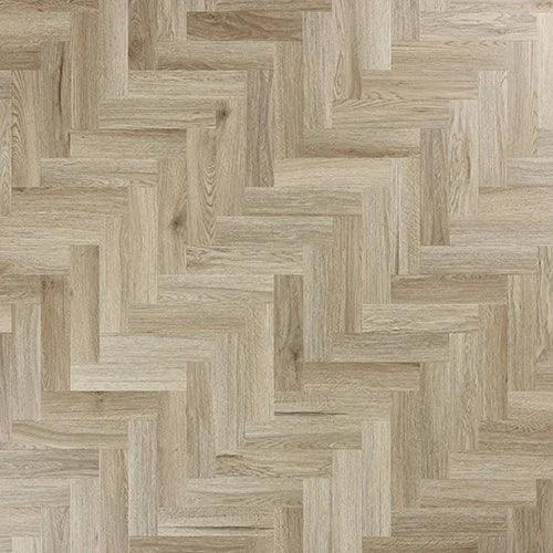 Light oak herringbone wood flooring with natural grain pattern