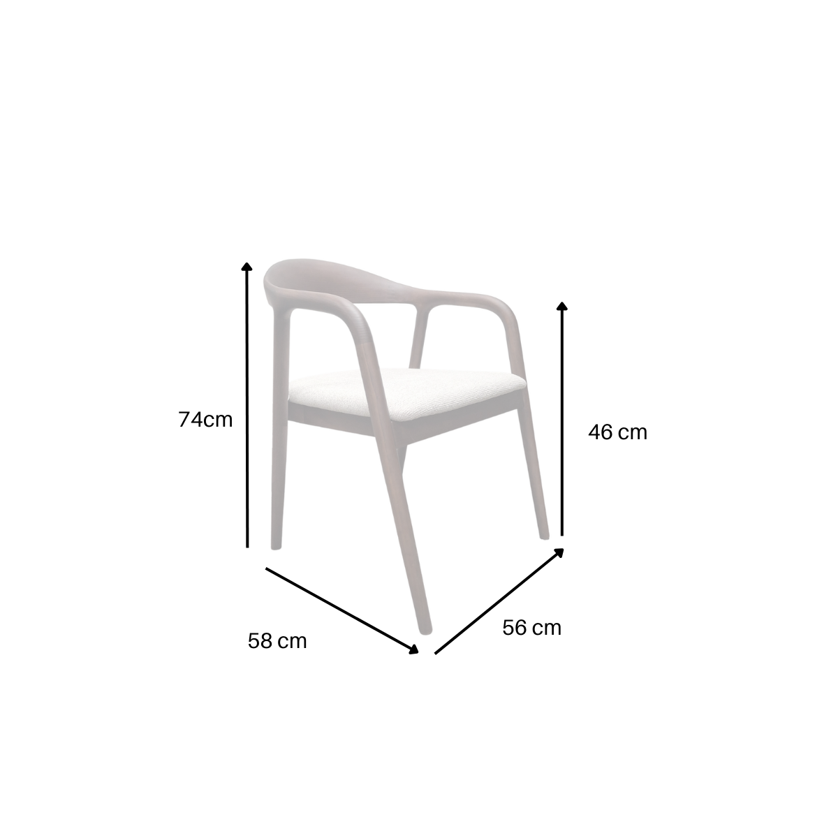 ALUXO Tess Walnut Dining Chair in Oatmeal Boucle - Box of 2