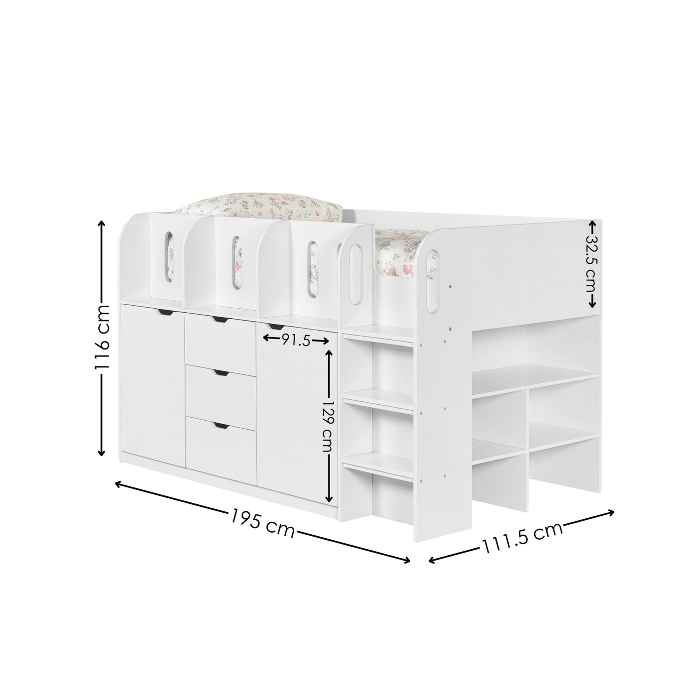 Vision Mid Sleeper Bed - White - VIS103