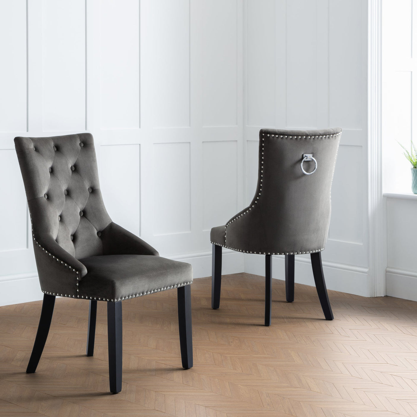 Veneto Knockerback Dining Chair (Set of 2) - Grey - VEN202