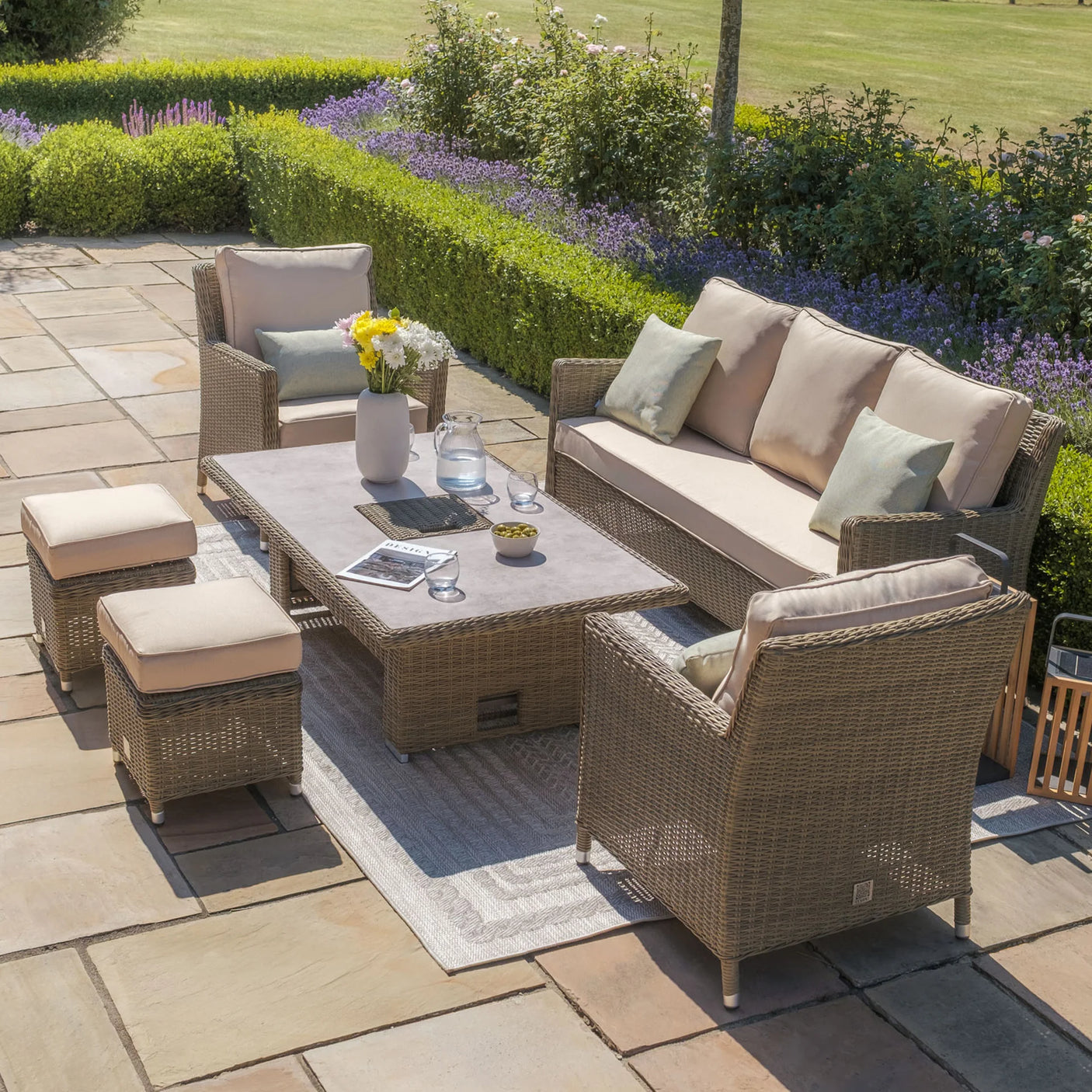 Winchester Sofa Dining Set with Ice Bucket and Rising Table - Ceramic Top