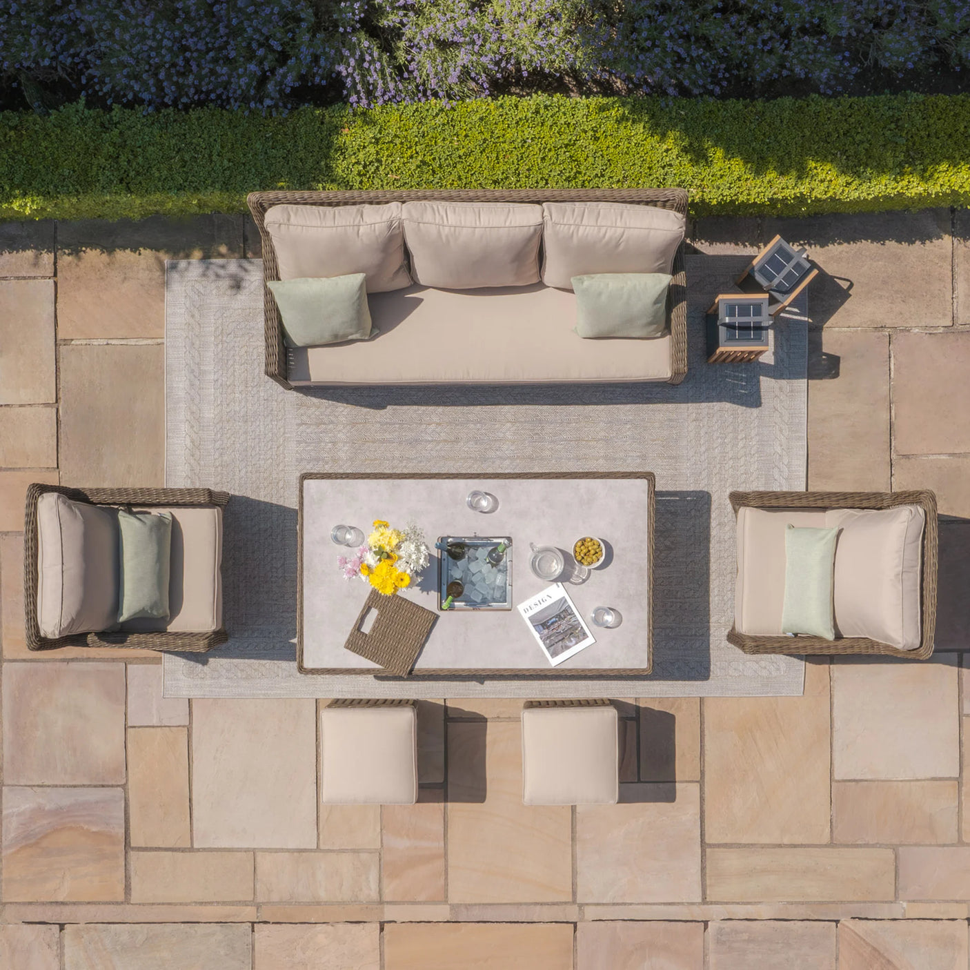 Winchester Sofa Dining Set with Ice Bucket and Rising Table - Ceramic Top