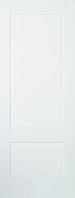 White internal door with two panels and minimalist design
