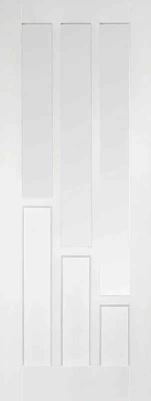 White Coventry glazed internal door with three vertical glass panels