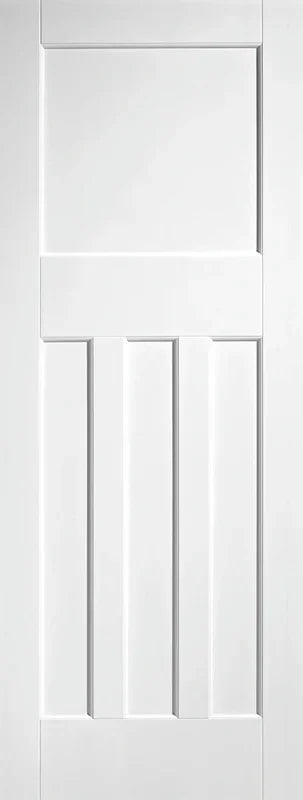 White interior door with modern DX 30s style vertical panel design