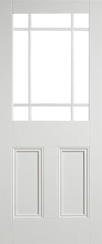 White unglazed 9 light internal door with rectangular panels and classic moulding