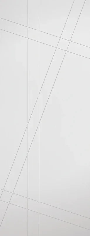 White gloss wardrobe door panel with thin diagonal line detailing