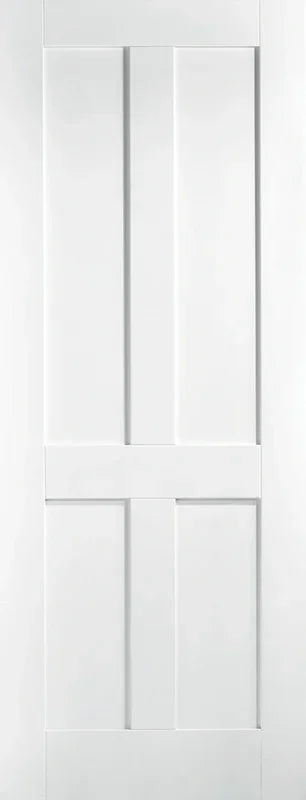 White panelled internal door with modern shaker style design, shown from front view