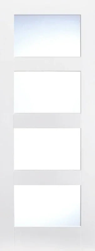 White shaker glazed internal door with four clear glass panels