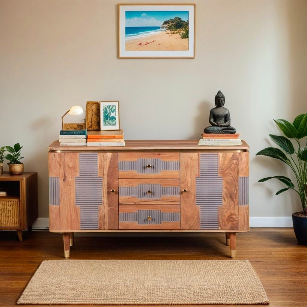 Wilton sideboard made from solid acacia wood with grey finish