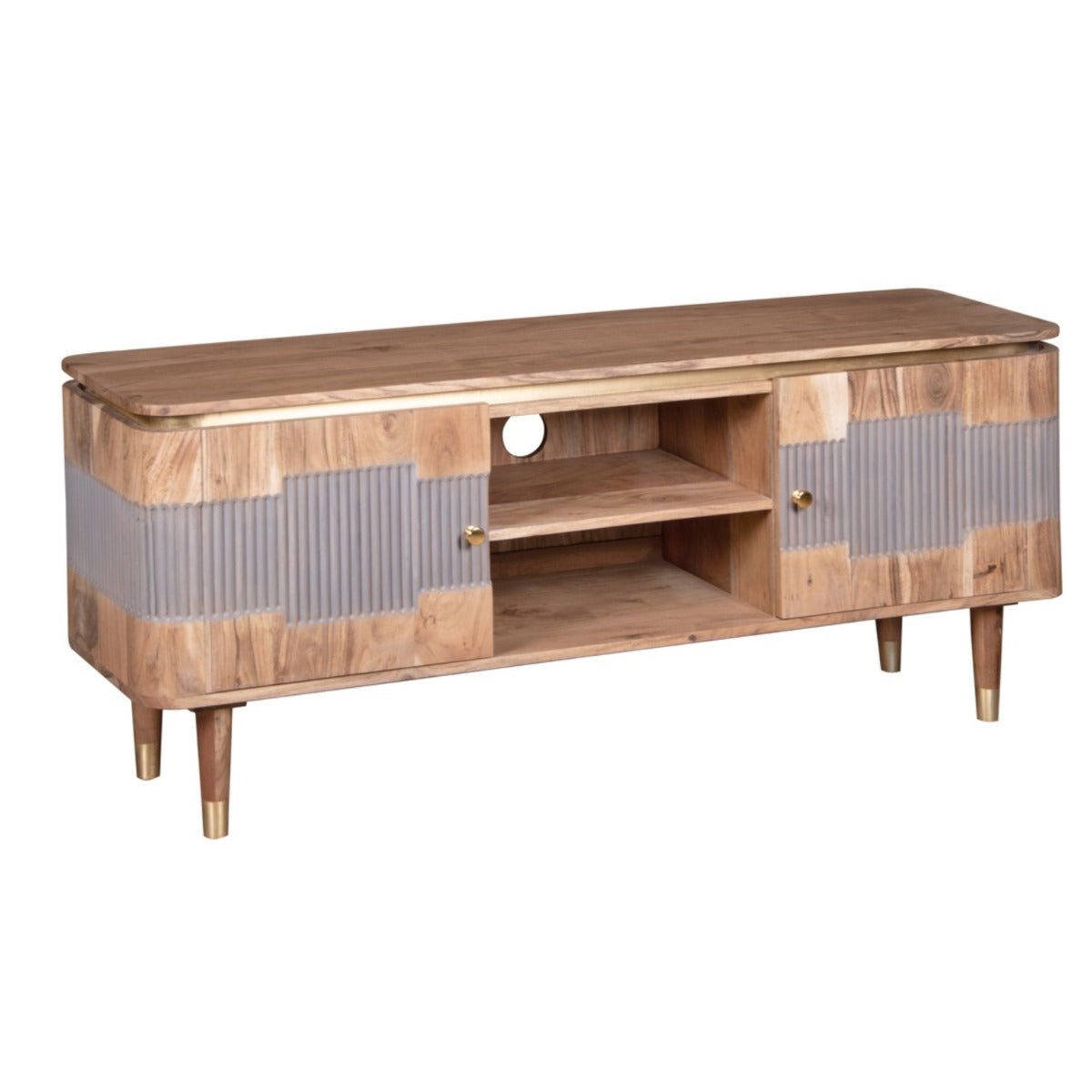 Stylish Wilton Acacia Wood TV unit in natural and grey finish