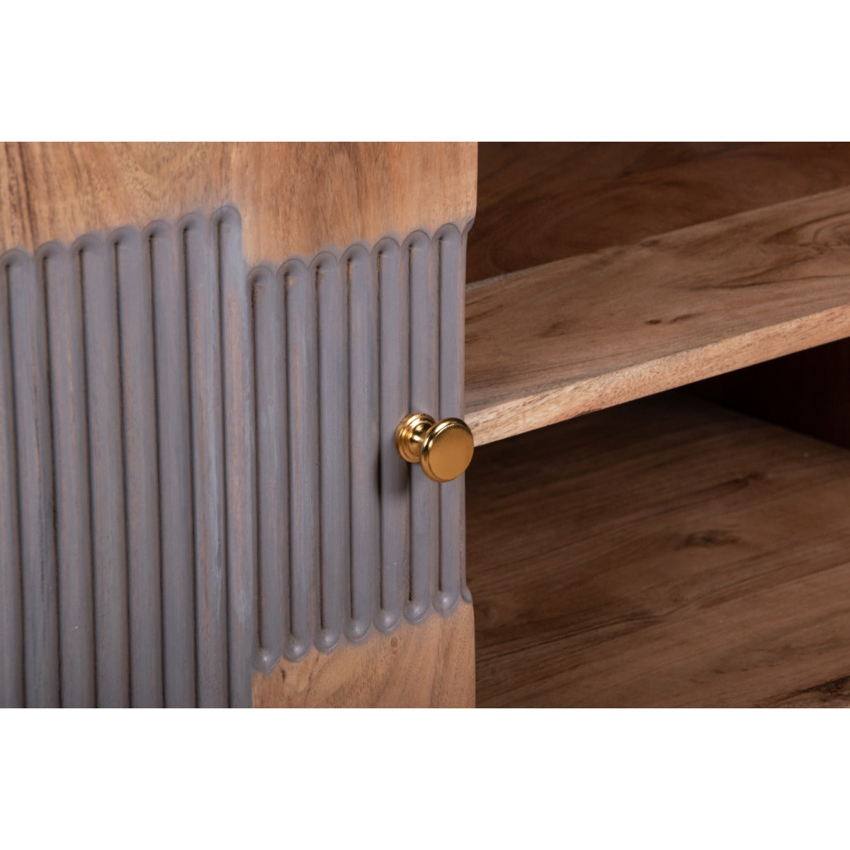 Stylish Wilton Acacia Wood TV unit in natural and grey finish