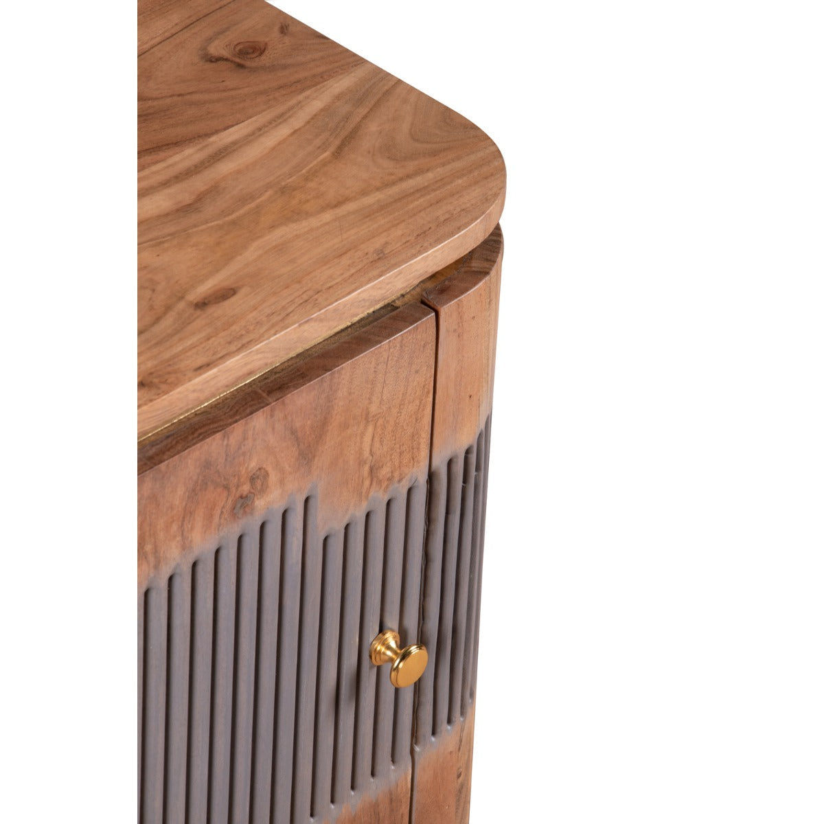 Wilton Acacia Wood Bedside Table with natural grain finish in a stylish bedroom setting