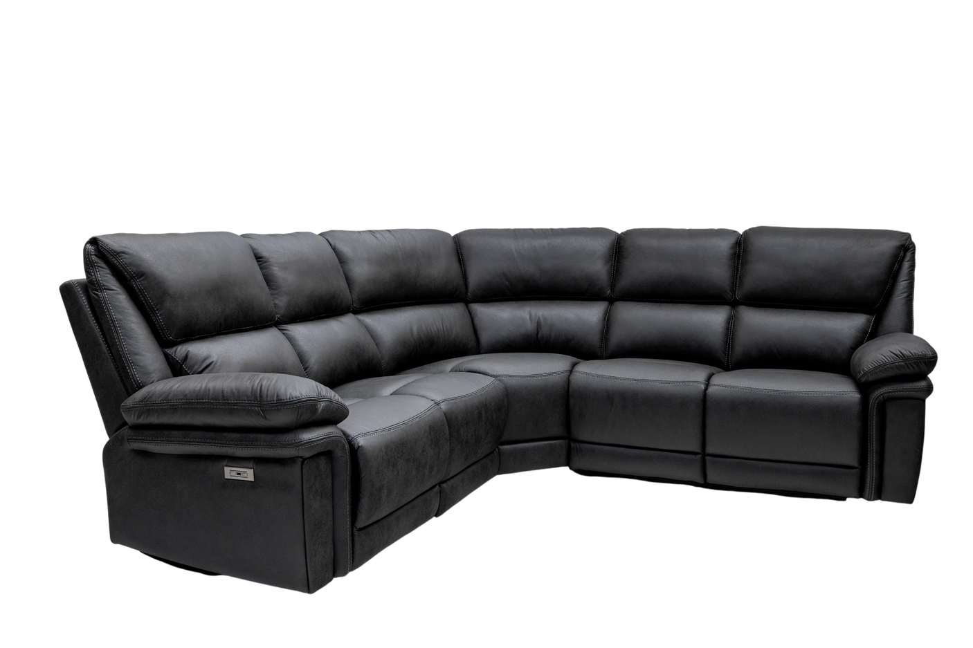 Charcoal Fabric Corner Group with 2 Electric Recliners