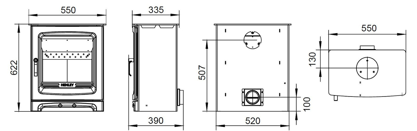 Alderwood 6.7kW Multi Fuel (Eco) - Technical Drawing