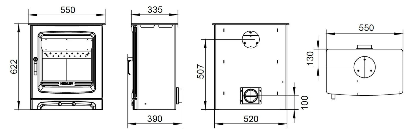 Alderwood 6.7kW Multi Fuel (Eco) - Technical Drawing