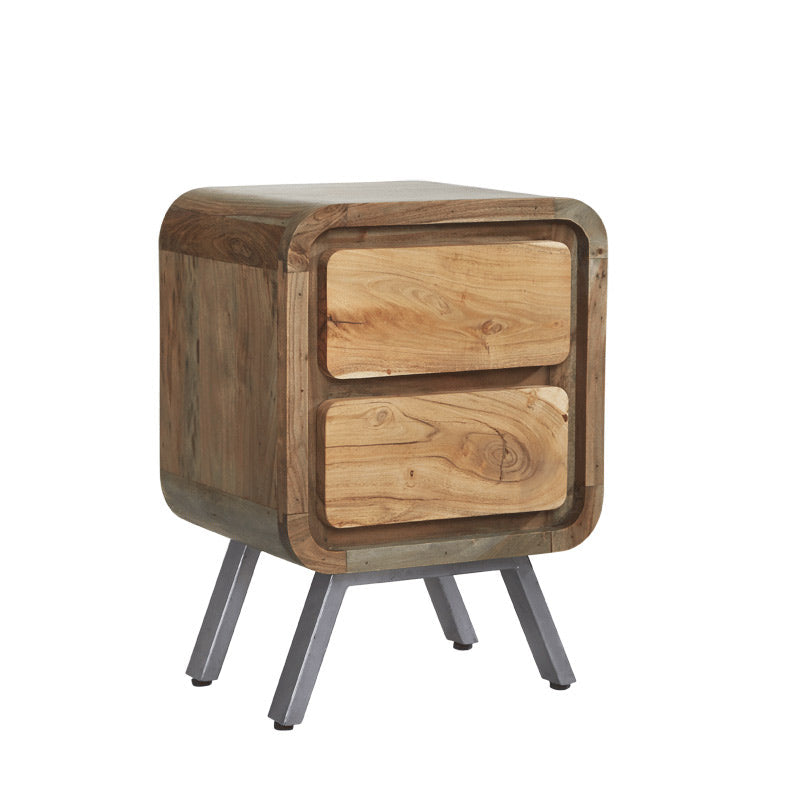 Aspen 2 Drawer Lamp Table made from solid hardwood and reclaimed metal