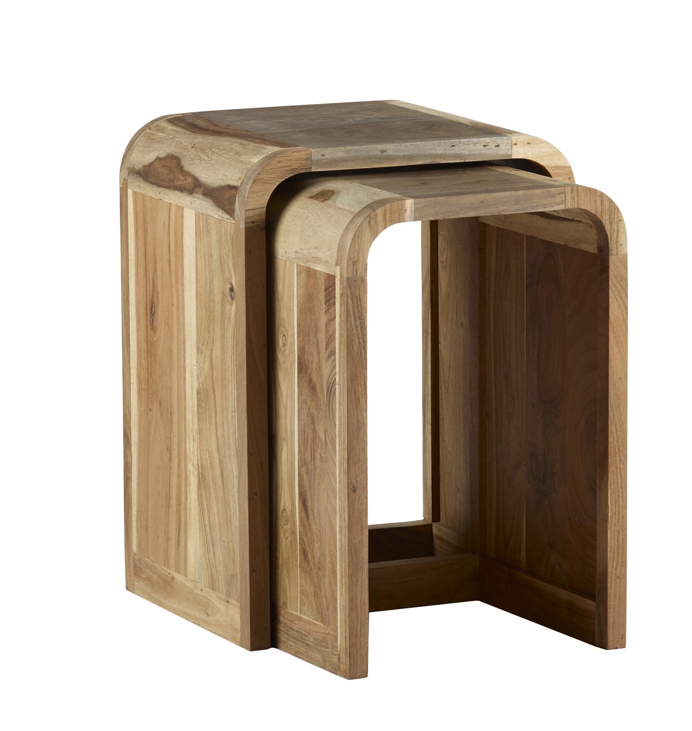Aspen nest of 2 tables in solid hardwood with a two-tone finish