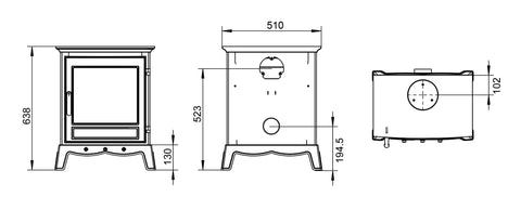 Ash 8.2kW Multi Fuel (Eco) - Technical Drawing