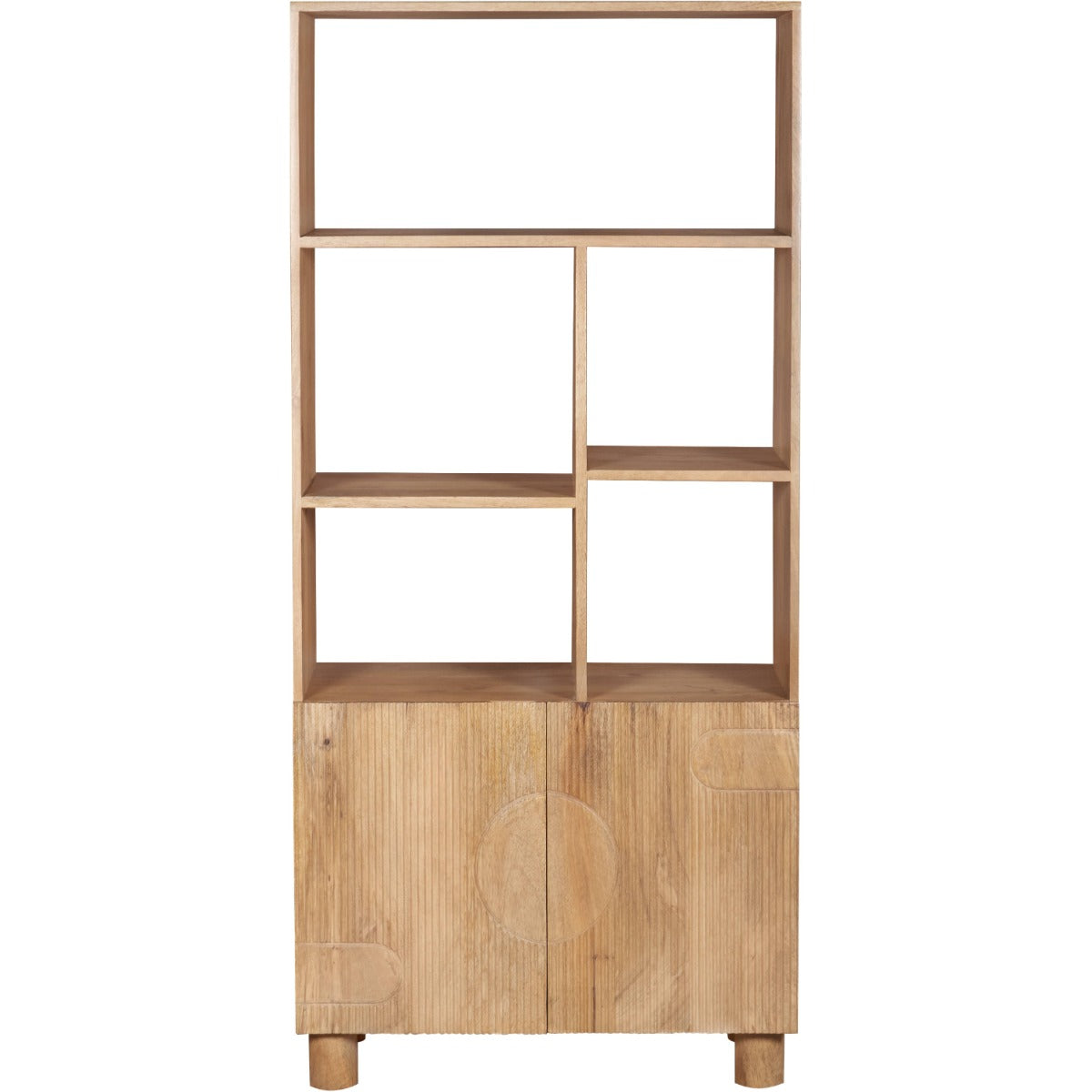 Austin Solid Wood Bookcase in mango wood with fluted pattern