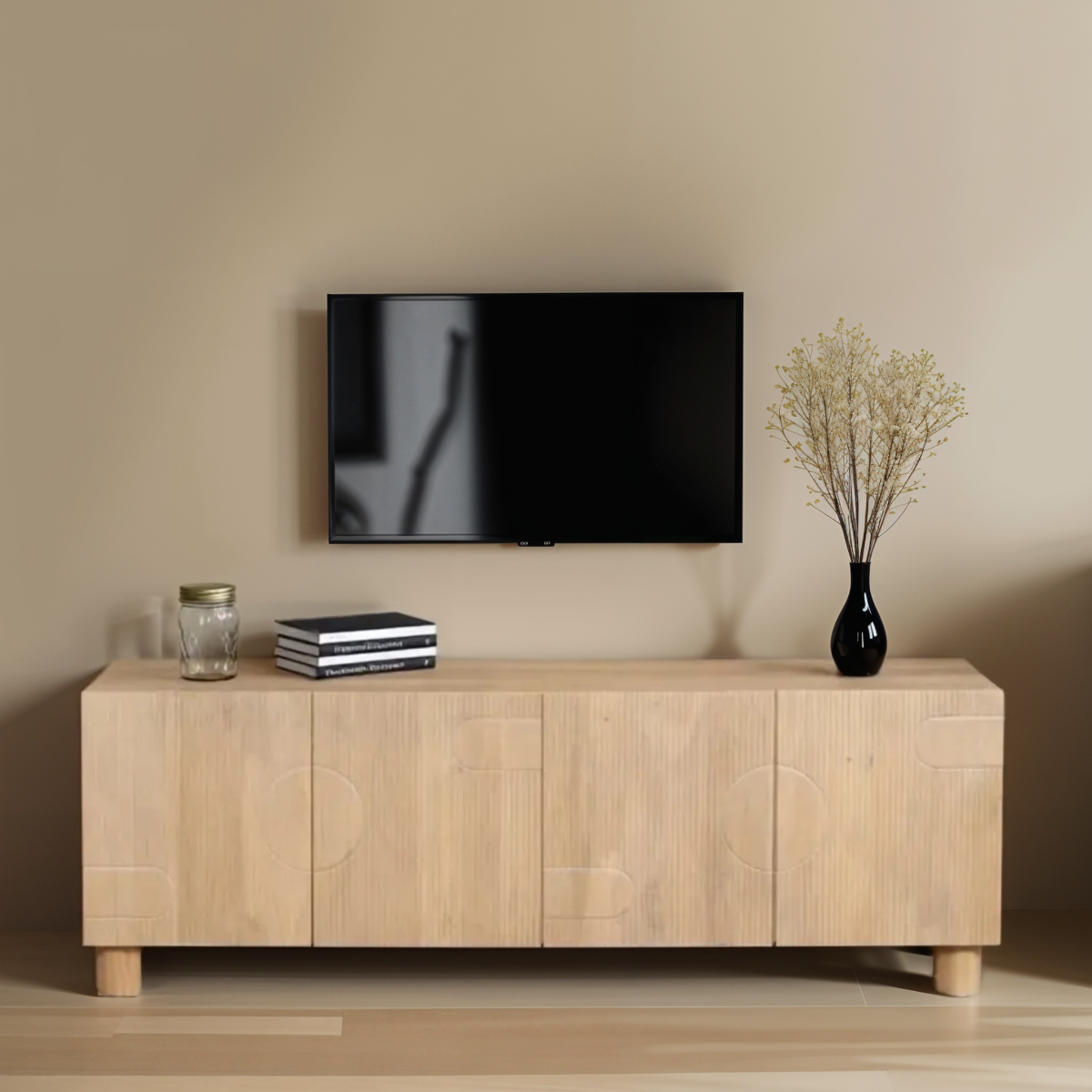 Austin solid wood large low board TV cabinet in a stylish living room
