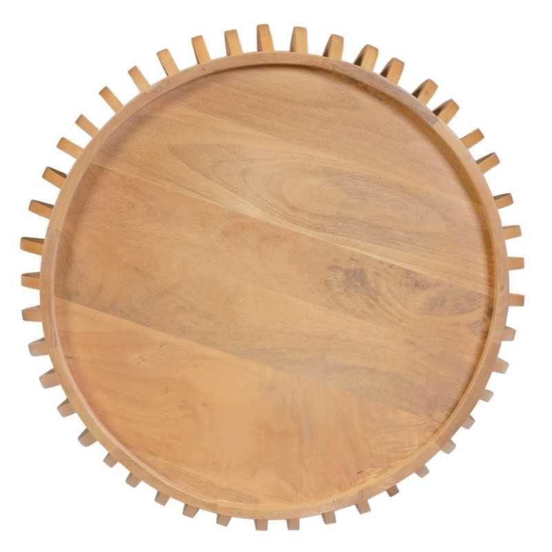 Indus Solid Wood Small Round Low Coffee Table - View 3