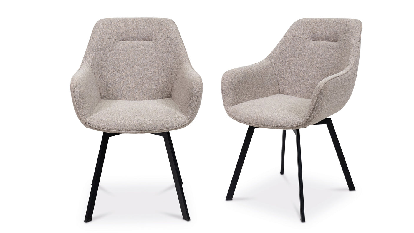 Elegant Swivel Dining Chair in Stone Fabric - 180 Degree Movement
