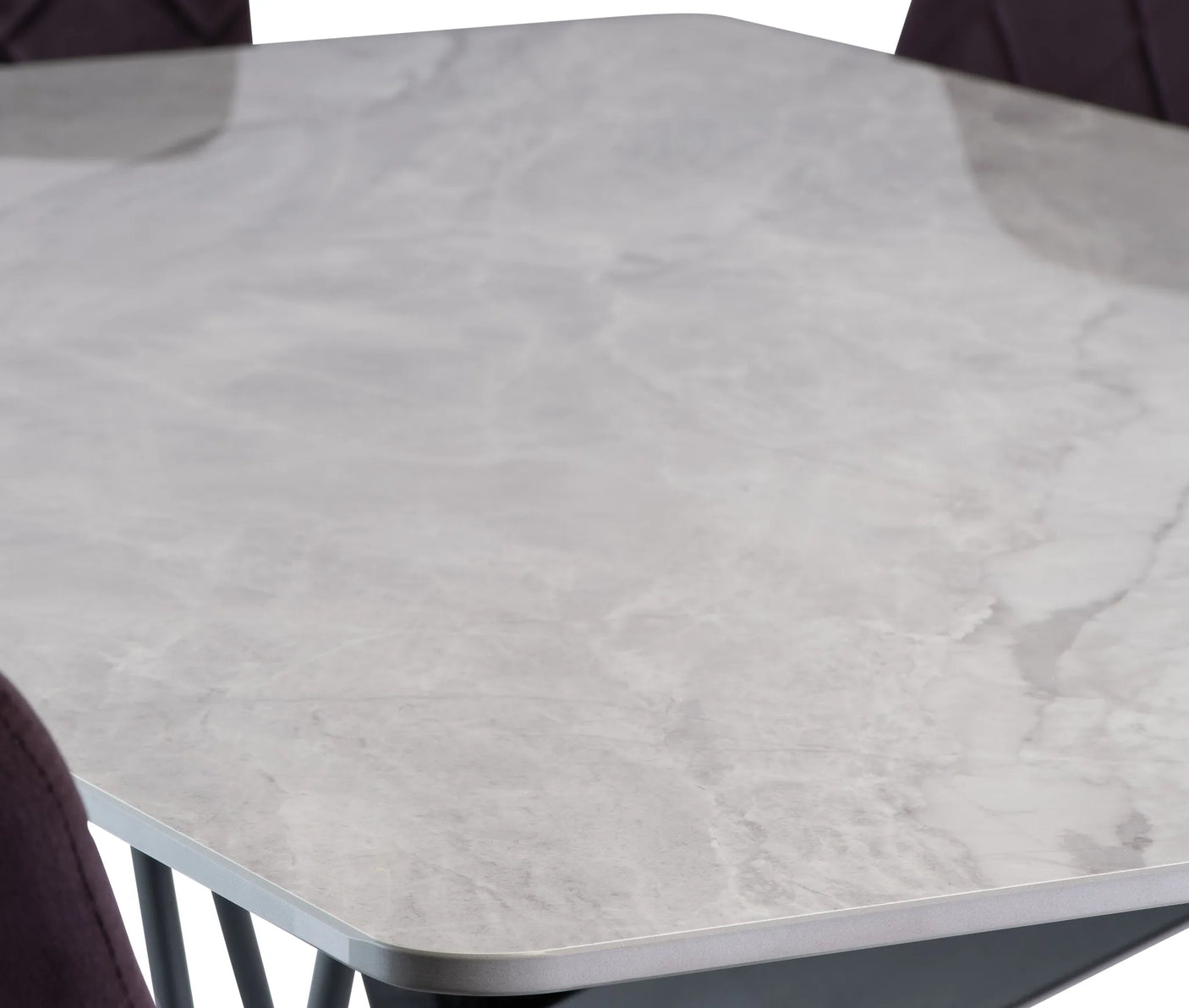 Close-up of a gray marble-patterned table surface