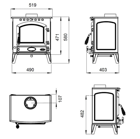 Bracken 8kW Multi Fuel (Eco) - Technical Drawing