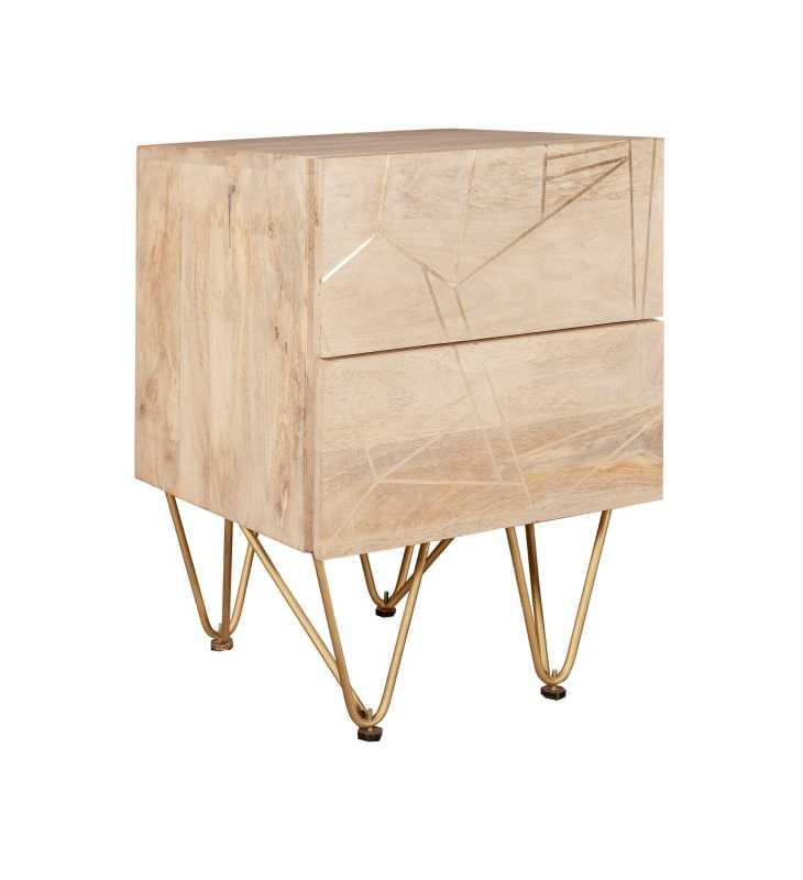 Light Gold 2 Drawer Side Table - View 2
