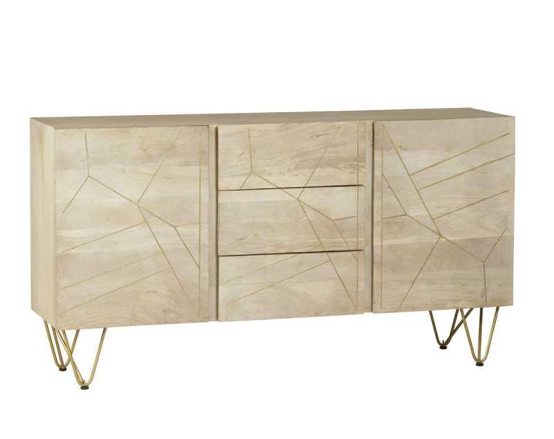 Light Gold Extra Large Sideboard 3 Drawers and 2 Doors - View 2
