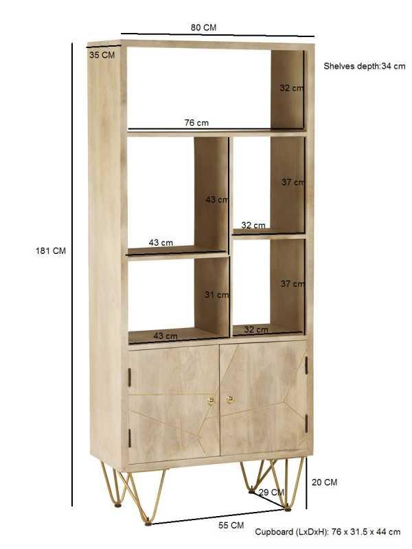 Light Gold Large Bookcase 2 Door - View 4