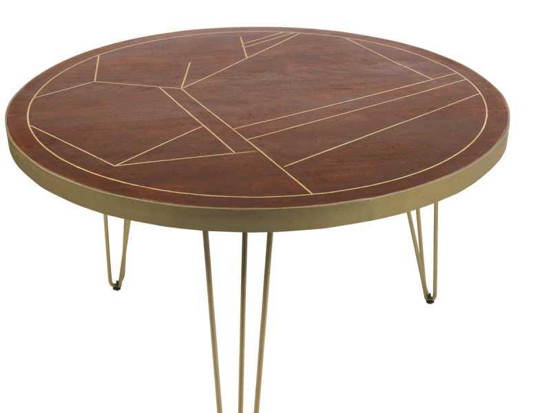 Dark Gold Round Dining Table - View 3