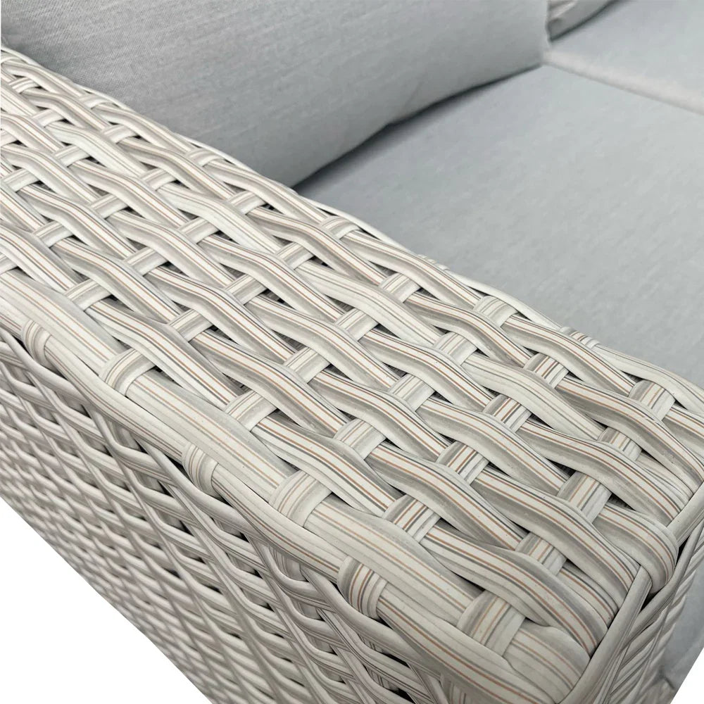 Bexley Grey Rattan Fire Pit Corner Sofa Set – Multi-Piece with Benches