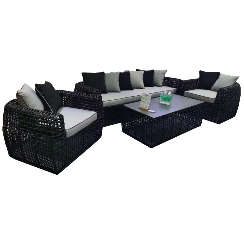 Fordham Black Rattan Sofa Set – 3-Seater, Chair & Coffee Table