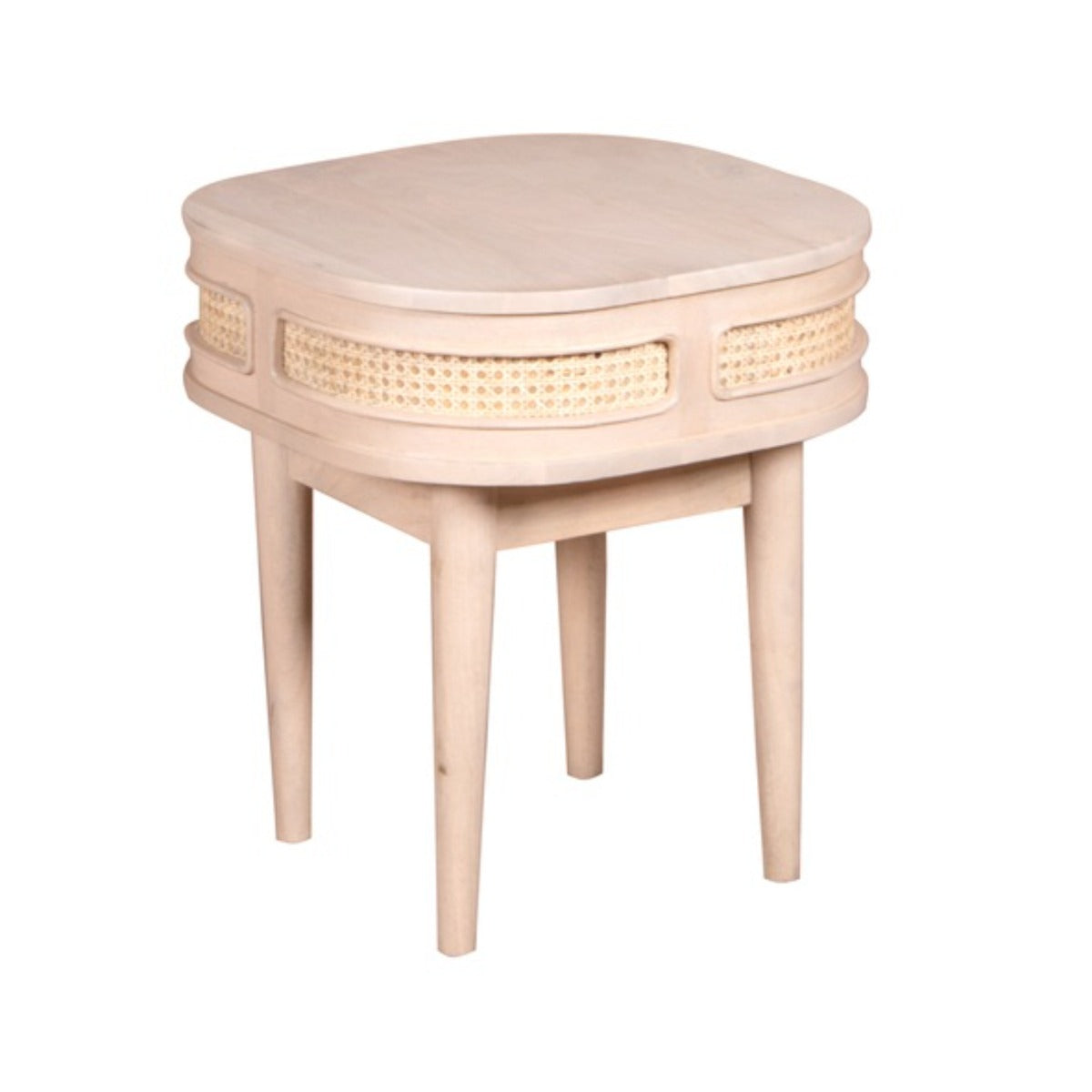 Stylish Valencia Cane & Mango Wood Bedside Table in natural finish