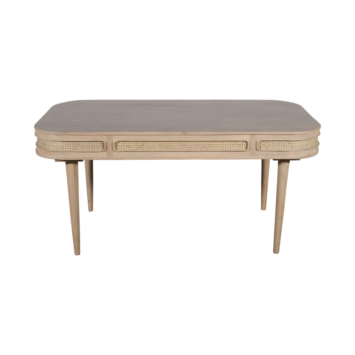 Valencia dining table made from mango wood and woven cane