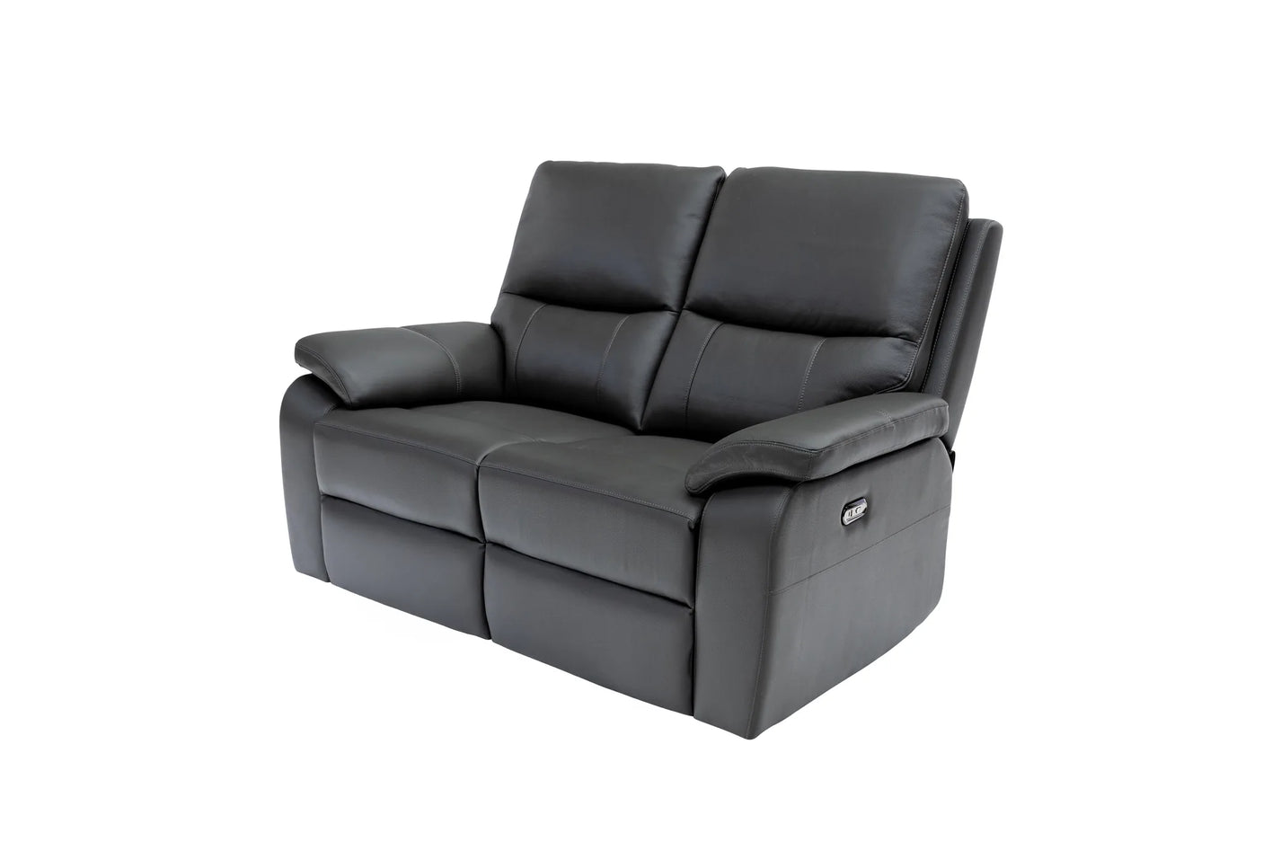 Black leather recliner sofa on a white background