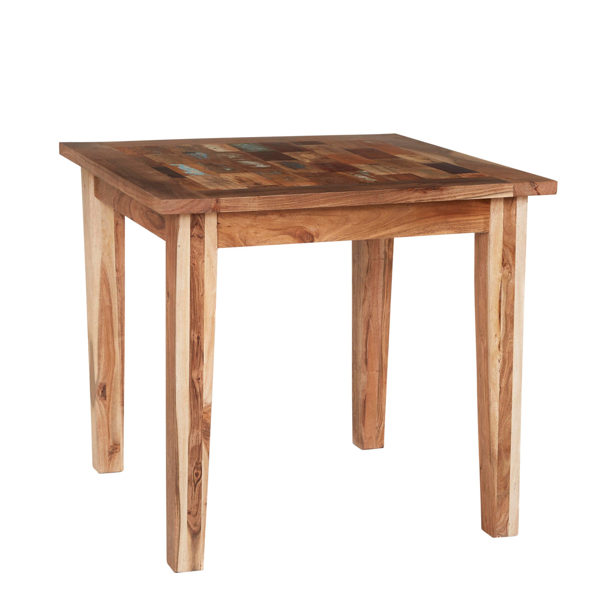 Coastal small dining table made from reclaimed wood, eco-friendly design.