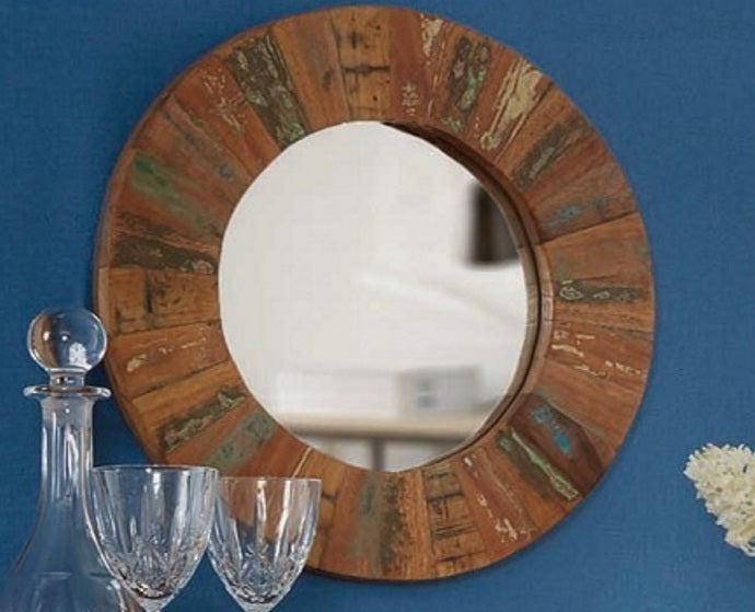 Coastal large mirror frame made from reclaimed wood, eco-friendly design