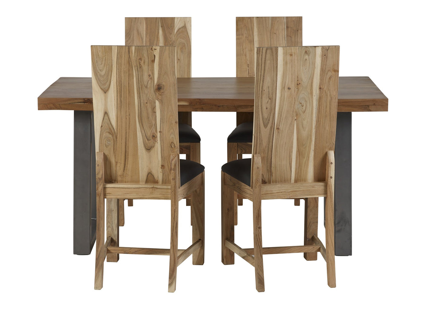 Set of two premium dining chairs made from solid acacia wood