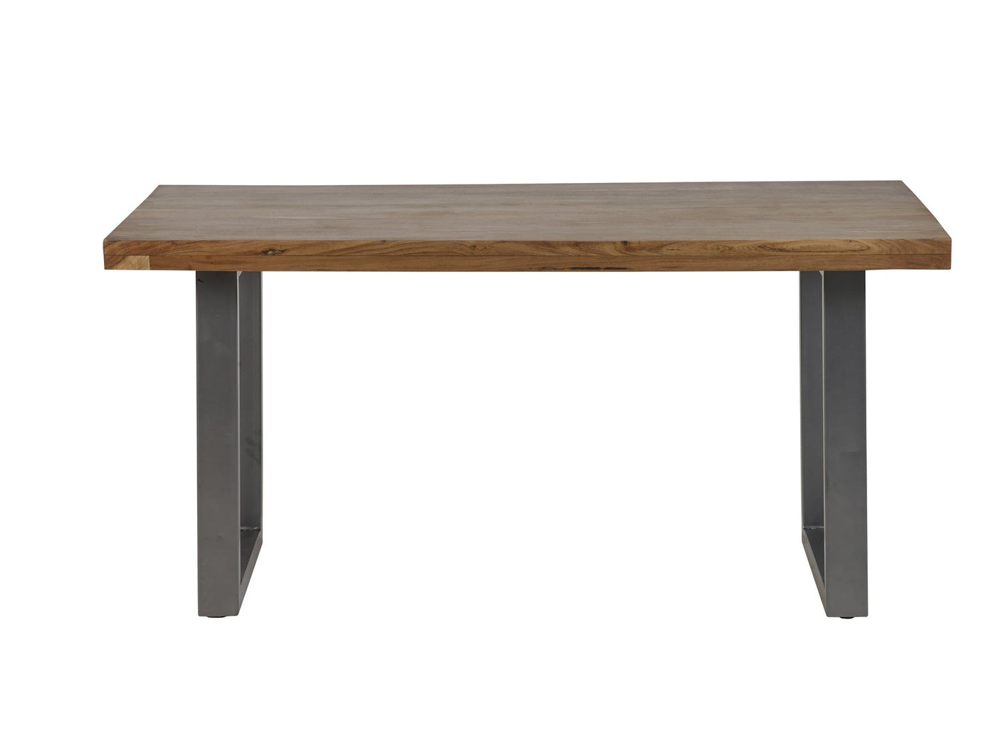 Metropolis Industrial Dining Table made from solid acacia wood with a distressed finish.