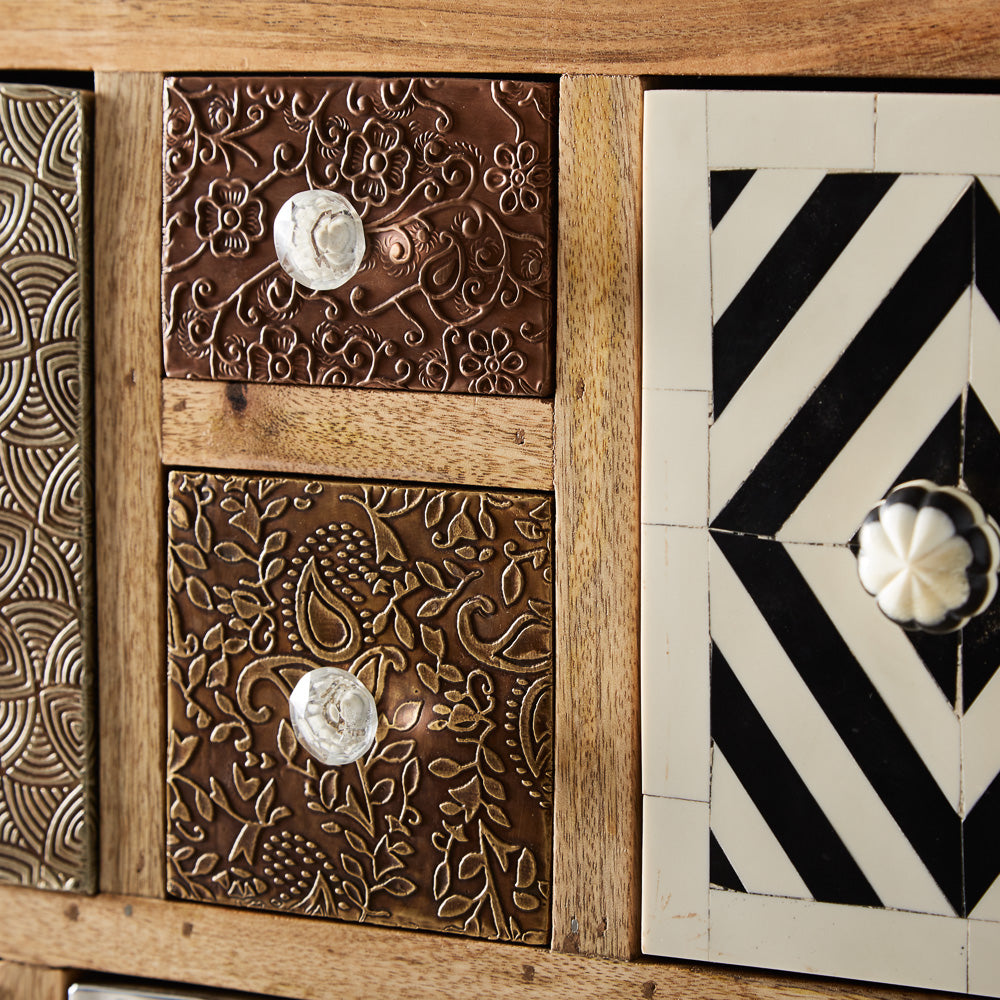 Sorio 14 Drawer Chest made from reclaimed wood, fully assembled