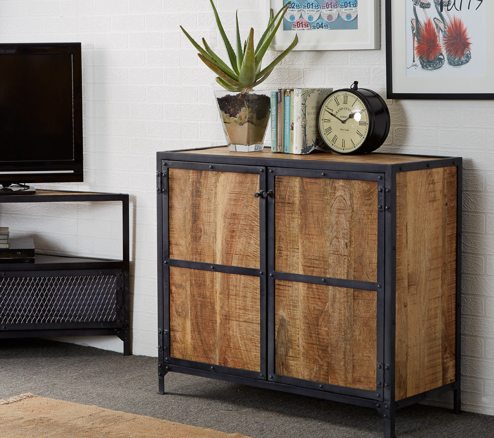 Ascot Small Sideboard made from reclaimed wood and metal in industrial style