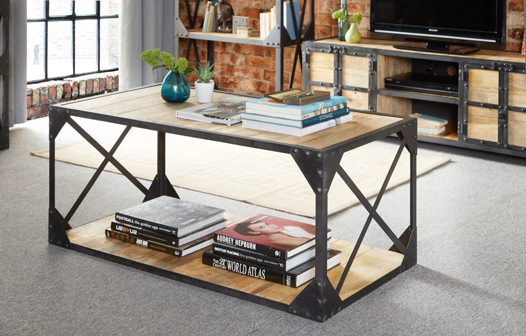 Ascot Coffee Table made from reclaimed solid wood and metal