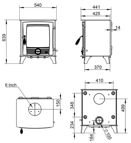 Druid 12kW Boiler (Eco) - Technical Drawing