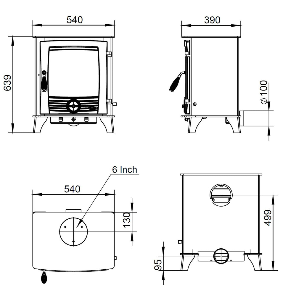 Druid 12kW Multi Fuel (Eco) - Technical Drawing